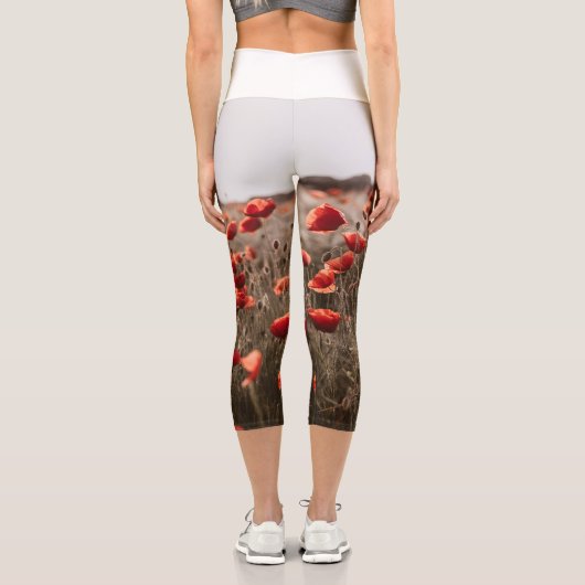wunderschöne Mohnblüte Capri Leggings (Rückseite)
