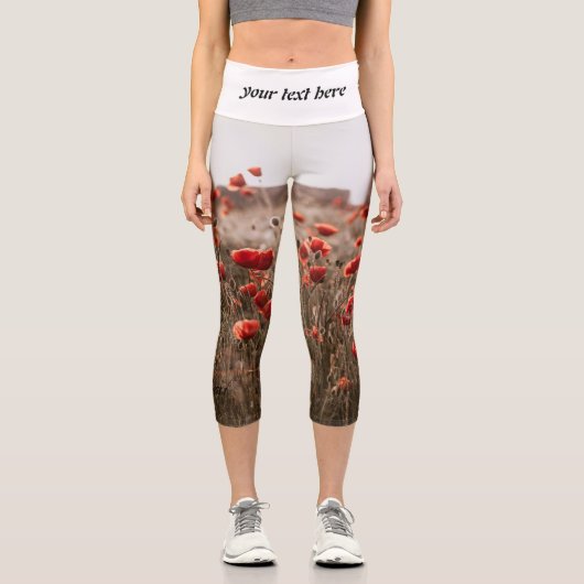 wunderschöne Mohnblüte Capri Leggings (Vorderseite)