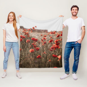 wunderschöne Mohnblüte Fleecedecke