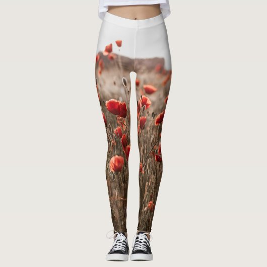 wunderschöne Mohnblüte Leggings (Vorderseite)