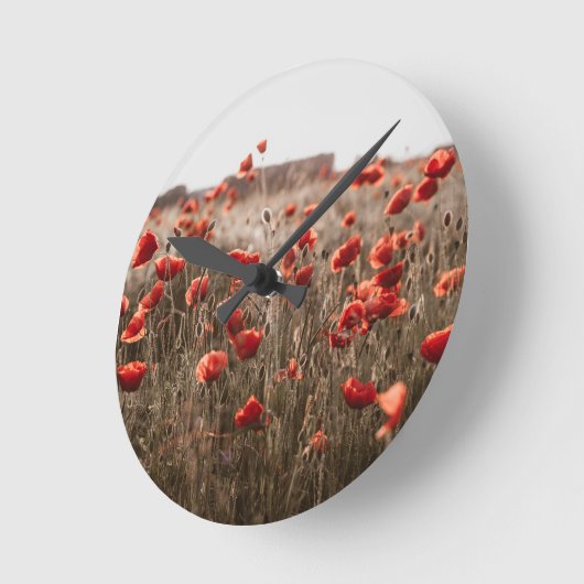 wunderschöne Mohnblüte Runde Wanduhr (Winkel)
