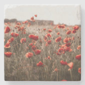 wunderschöne Mohnblüte Steinuntersetzer (Vorderseite)