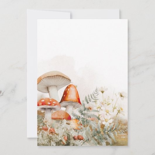 Wunderschöne Mushroom Forest Babydusche Einladung (Rückseite)