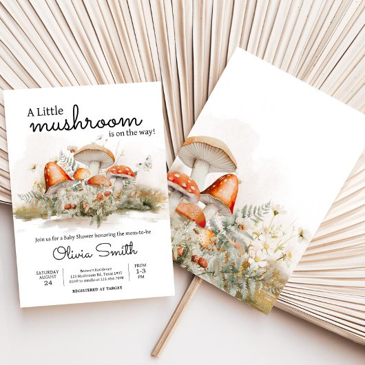 Wunderschöne Mushroom Forest Babydusche Einladung