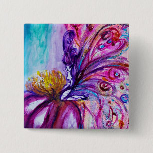 WUNDERSCHÖNE NIEDLICHE BLUME IN PINK, GOLD GLITZER BUTTON