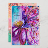 WUNDERSCHÖNE NIEDLICHE BLUME IN PINK, GOLD GLITZER EINLADUNG (Vorne/Hinten)