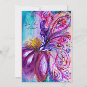 WUNDERSCHÖNE NIEDLICHE BLUME IN PINK, GOLD GLITZER EINLADUNG