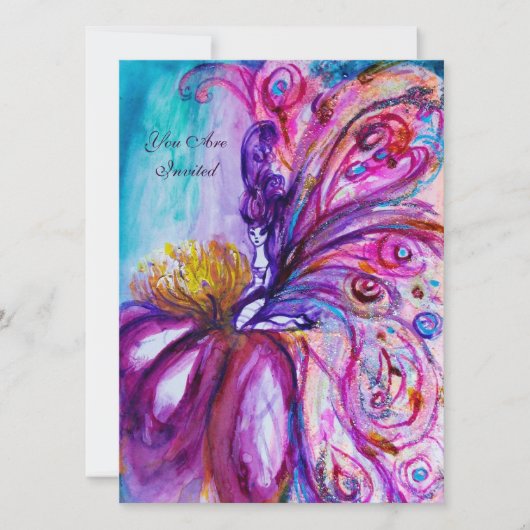 WUNDERSCHÖNE NIEDLICHE BLUME IN PINK, GOLD GLITZER EINLADUNG (Vorderseite)