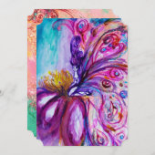 WUNDERSCHÖNE NIEDLICHE BLUME IN PINK, GOLD GLITZER EINLADUNG (Vorne/Hinten)