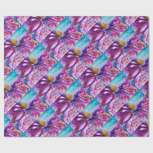 WUNDERSCHÖNE NIEDLICHE BLUME IN PINK, GOLD GLITZER GESCHENKPAPIER (Flach)