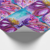 WUNDERSCHÖNE NIEDLICHE BLUME IN PINK, GOLD GLITZER GESCHENKPAPIER (Ecke)