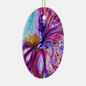 WUNDERSCHÖNE NIEDLICHE BLUME IN PINK, GOLD GLITZER KERAMIK ORNAMENT (Rechts)