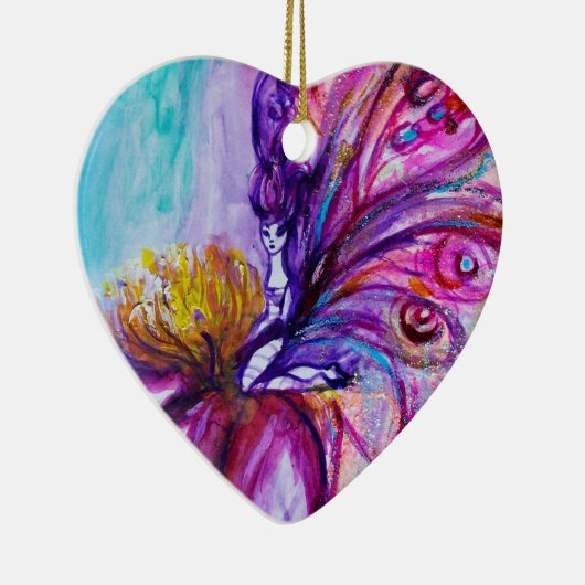 WUNDERSCHÖNE NIEDLICHE BLUME IN PINK, GOLD GLITZER KERAMIKORNAMENT (Rechts)