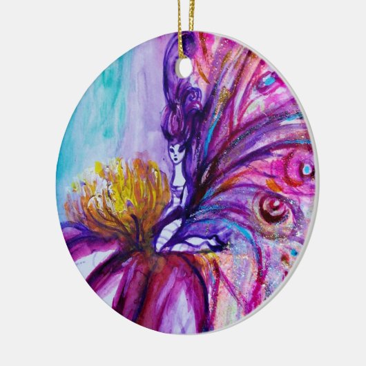 WUNDERSCHÖNE NIEDLICHE BLUME IN PINK, GOLD GLITZER KERAMIKORNAMENT (Links)