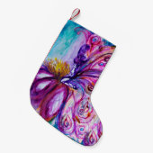 WUNDERSCHÖNE NIEDLICHE BLUME IN PINK, GOLD GLITZER KLEINER WEIHNACHTSSTRUMPF (Vorderansicht (hängend))