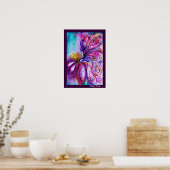 WUNDERSCHÖNE NIEDLICHE BLUME IN PINK, GOLD GLITZER POSTER (Küche)