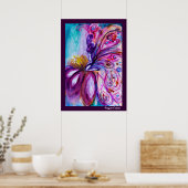 WUNDERSCHÖNE NIEDLICHE BLUME IN PINK, GOLD GLITZER POSTER (Küche)