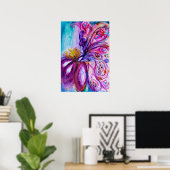 WUNDERSCHÖNE NIEDLICHE BLUME IN PINK, GOLD GLITZER POSTER (Heimbüro)