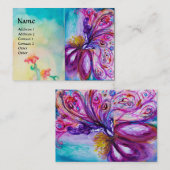 WUNDERSCHÖNE NIEDLICHE BLUME IN PINK, GOLD GLITZER VISITENKARTE (Vorne/Hinten)