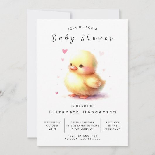 Wunderschöne Online Duck Babydusche Einladung (Vorderseite)