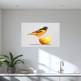 Wunderschöne Oriole/Orange-Minimalist-Leinwandkuns Leinwanddruck