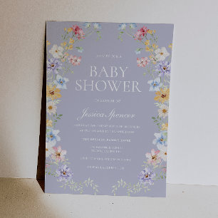 Wunderschöne Pastell-Wildblumen Moderne Babyparty Einladung
