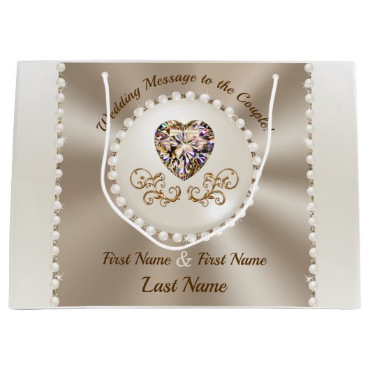 Wunderschöne, Personalisierte Hochzeitspendentasch Große Geschenktüte (Vorderseite)