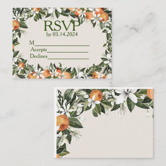 Wunderschöne Pfirsiche und Foliage farbenfroh Dank Begleitkarte (Vorne/Hinten)