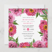 Wunderschöne Pink Magenta Peonies Blume chic Weddi Einladung (Vorderseite)