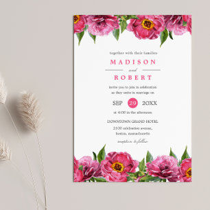 Wunderschöne Pink Magenta Peonies Blume chic Weddi Einladung
