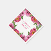 Wunderschöne Pink Magenta Peonies Blume chic Weddi Serviette (Ecke)
