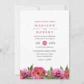 Wunderschöne Pink Magenta Peonies Border Wedding Einladung (Vorderseite)