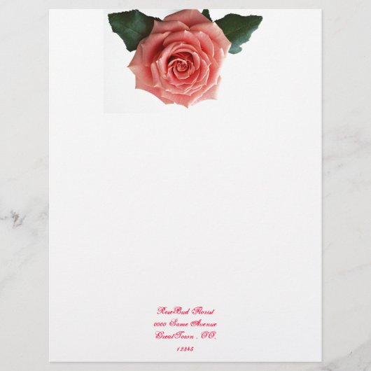 Wunderschöne 'Pink Rose' Blume Briefkopf (Vorderseite)