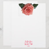Wunderschöne 'Pink Rose' Blume Briefkopf (Vorne/Hinten)