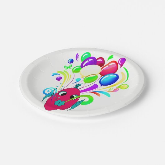 WUNDERSCHÖNE PINKFISCHE MIT BALLOONS PAPIERPLATTE PAPPTELLER (Schrägansicht)