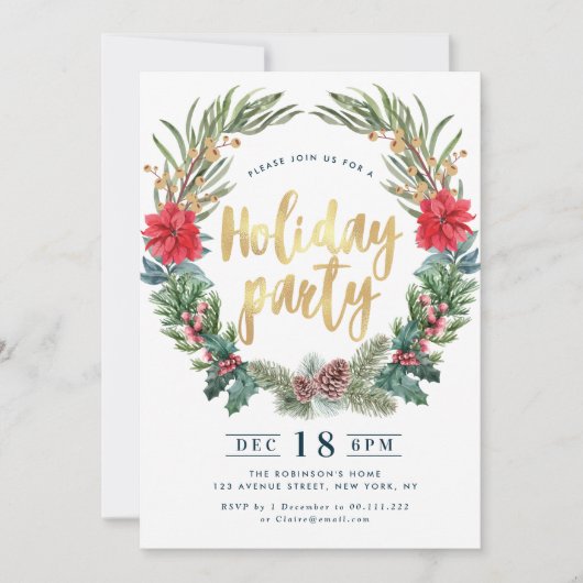 Wunderschöne Poinsettia Blumenfeier Einladung (Vorderseite)