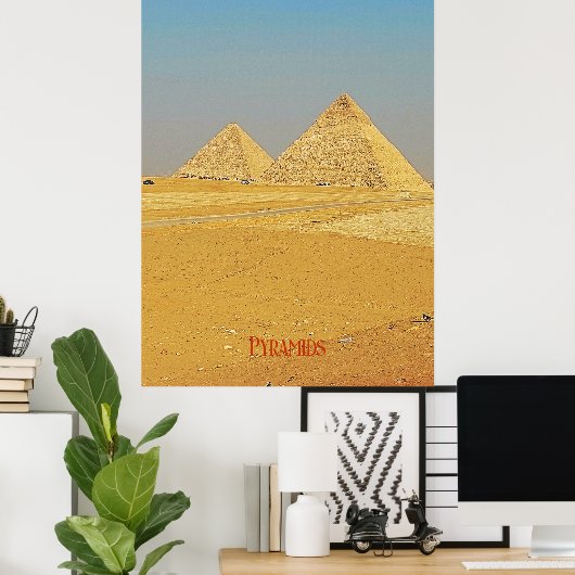 Wunderschöne Pyramiden in Ägypten, die die Sandstü Poster (Heimbüro)