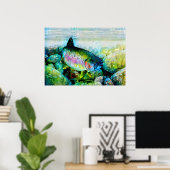 Wunderschöne Regenbogenforelle in hellen Farben Po Poster (Heimbüro)