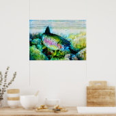 Wunderschöne Regenbogenforelle in hellen Farben Po Poster (Küche)