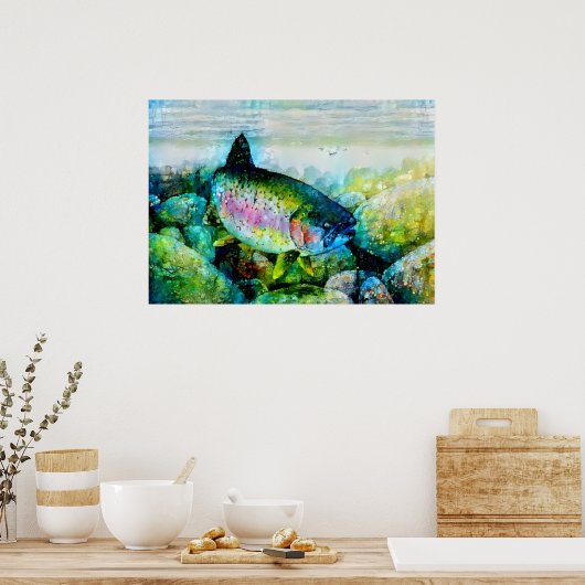 Wunderschöne Regenbogenforelle in hellen Farben Po Poster (Küche)