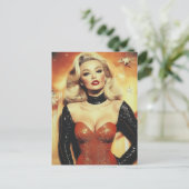 Wunderschöne Retro-Blondine Postkarte (Stehend Vorderseite)