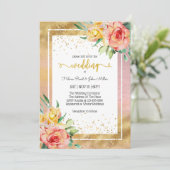 Wunderschöne rosa Blume verzauberte Hochzeit Einladung (Stehend Vorderseite)