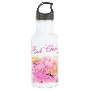 wunderschöne Rosa Kirsche Blume Blumenkunst Foto. Edelstahlflasche