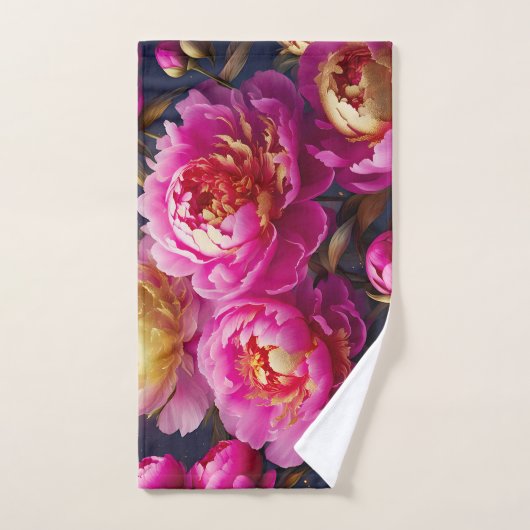 Wunderschöne rosa Pfennigfuchser mit goldenem Akze Badhandtuch Set (Handtuch)