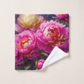 Wunderschöne rosa Pfennigfuchser mit goldenem Akze Badhandtuch Set (Waschlappen)