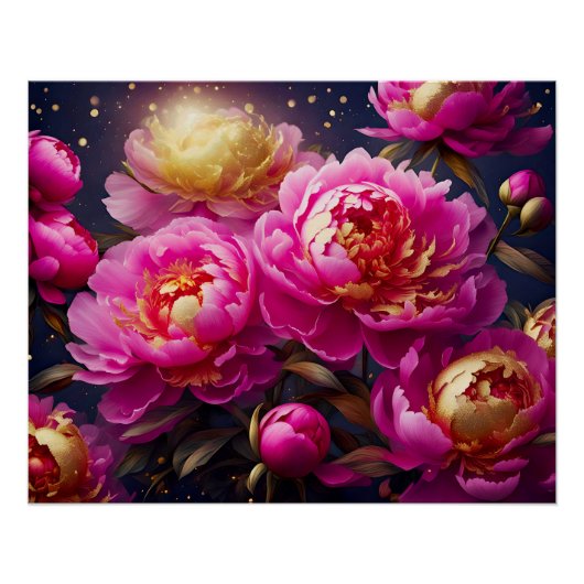 Wunderschöne rosa Pfennigfuchser mit goldenem Akze Poster (Vorderseite)