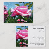 Wunderschöne rosa Rosa-Blume in blauem Himmelsprof Visitenkarte (Vorne/Hinten)
