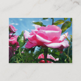 Wunderschöne rosa Rosa-Blume in blauem Himmelsprof Visitenkarte