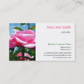 Wunderschöne rosa Rosa-Blume in blauem Himmelsprof Visitenkarte (Rückseite)