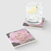 Wunderschöne Rosa Rose Steinuntersetzer (Seitenansicht)